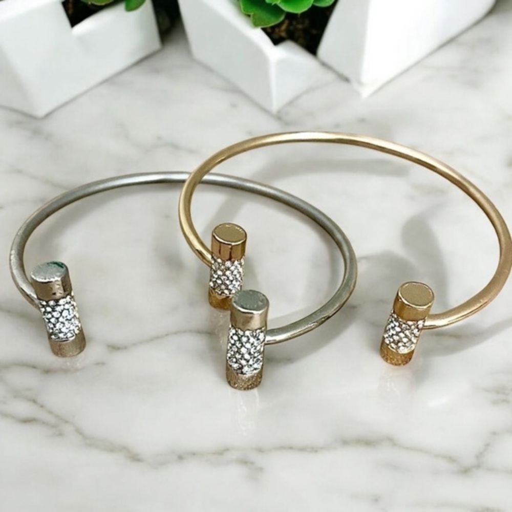 Langston gold & silver tone plated  pavé bangle set 🩶💛💎💎 NWOT
